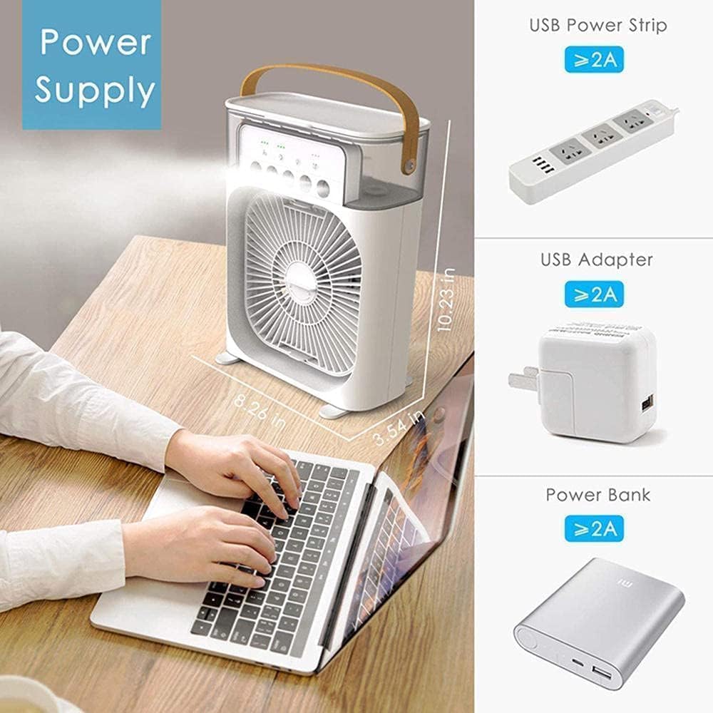 Mini AC Portable Mini Fan Artic Cooler with 7 Colors LED Light