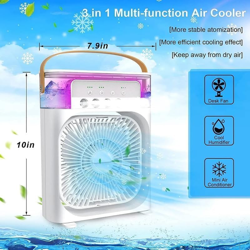 Mini AC Portable Mini Fan Artic Cooler with 7 Colors LED Light
