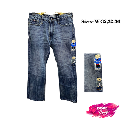 Ralhp lauren   Boot cut denim  Double teddy at side   Blue color 