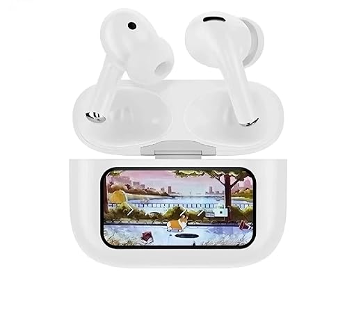 Display Ear Buds - Wireless Earbuds with Remote Photography, Change Wallpaper, Lock Screen | LED Touchscreen Control | ANC+ENC