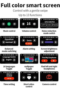 Display Ear Buds - Wireless Earbuds with Remote Photography, Change Wallpaper, Lock Screen | LED Touchscreen Control | ANC+ENC