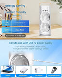 USB-C Rechargeable Desk Fan with LED & Mist